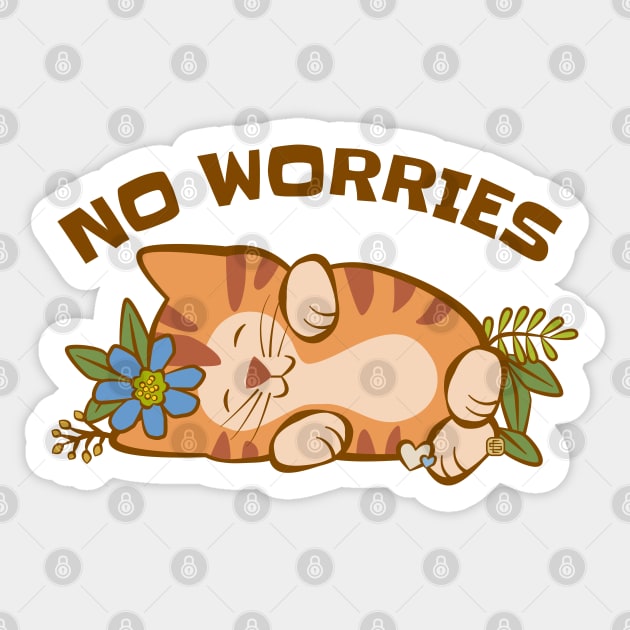 No Worries Kitten Sticker by Sue Cervenka